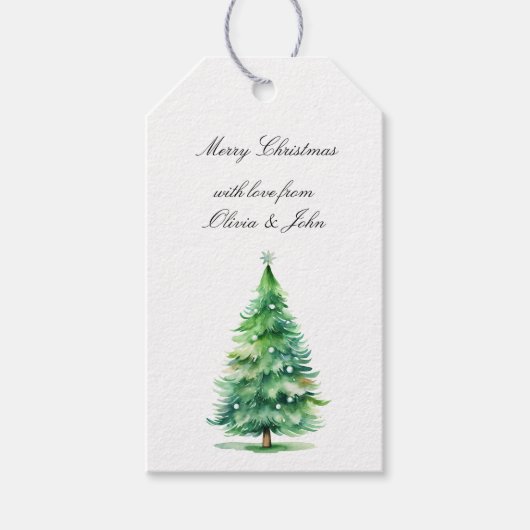 Groene kerstboomornamenten cadeaulabel (Voorkant)