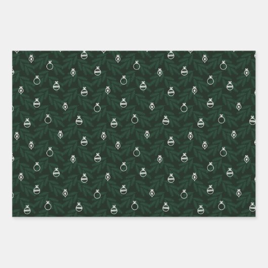 Groene kerstboomversieringen en Feestdagen met cad Inpakpapier Vel (Voorkant 2)