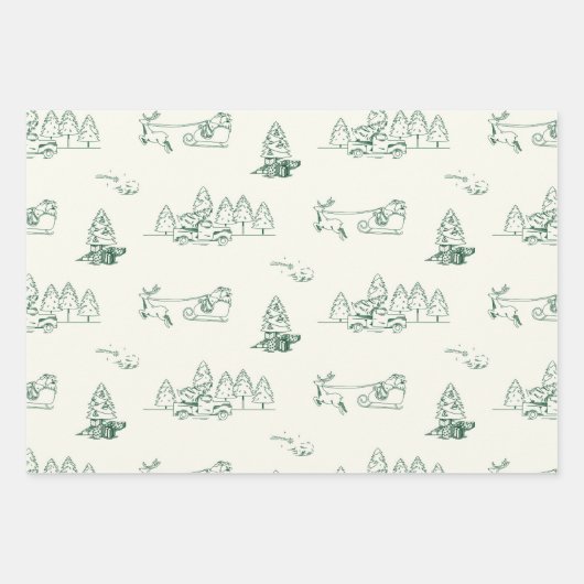 Groene kerstboomversieringen en Feestdagen met cad Inpakpapier Vel (Voorkant)