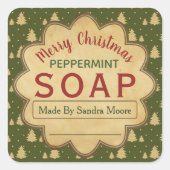  groene kerstboomzeeplabels vierkante sticker (Voorkant)
