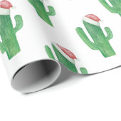 Groene kerstcactus met Santa Claus rood pet Cadeaupapier (Rol Hoek)