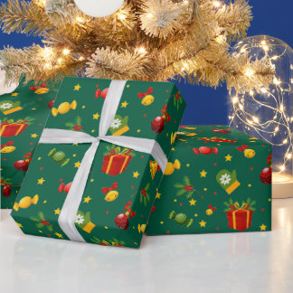 Groene kerstcadeau-doospatroon inpakpapier