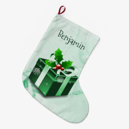 Groene kerstcadeau stoppen grote kerstsok