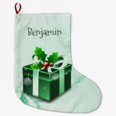 Groene kerstcadeau stoppen grote kerstsok (Voorkant)