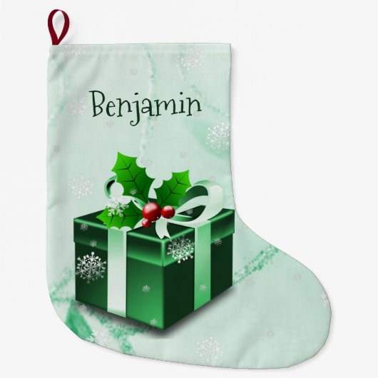 Groene kerstcadeau stoppen grote kerstsok (Voorkant)