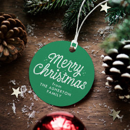 Groene kerstcadeau voor kerstretro-script bedankjes labels