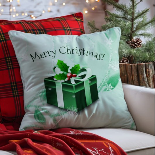 Groene Kerstcadeau Worp Kussen