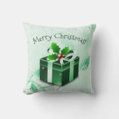 Groene Kerstcadeau Worp Kussen (Voorkant)