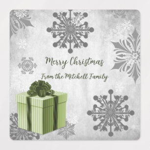 Groene kerstcadeaubakketten voor feestdagen labels