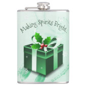 Groene kerstcadeaufles heupfles (Voorkant)