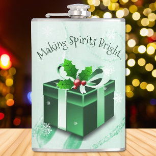 Groene kerstcadeaufles heupfles