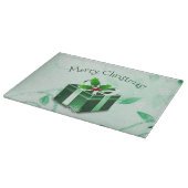 Groene kerstcadeaukaart snijraad snijplank (Hoek)
