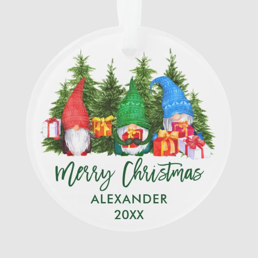 Groene kerstcadeautjes met Waterverf voor het scri Ornament (achterkant)