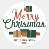groene kerstcadeautjes voor vrolijke kerst ronde sticker (Voorkant)