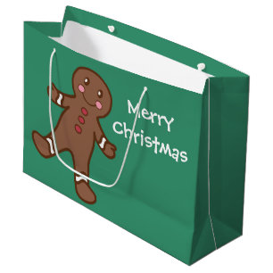 Groene kerstcadeauttas van peperkoek groot cadeauzakje