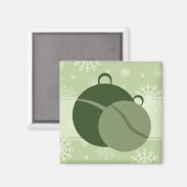 Groene Kerstdecoraties en Sneeuwvlokken Magneet (Voorkant / Achterkant)