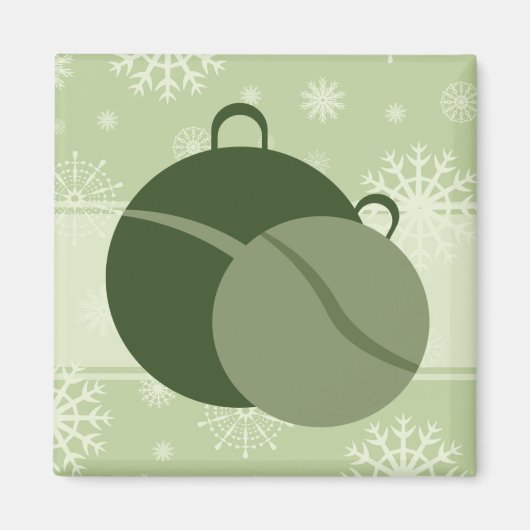Groene Kerstdecoraties en Sneeuwvlokken Magneet (Voorkant)