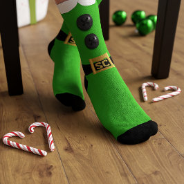 Groene Kerstelf Ondeugende en Braaf Festive Sokken