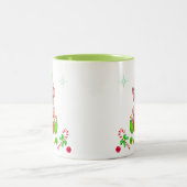 Groene kerstelf, snoepriet en kerstballen tweekleurige koffiemok (Center)