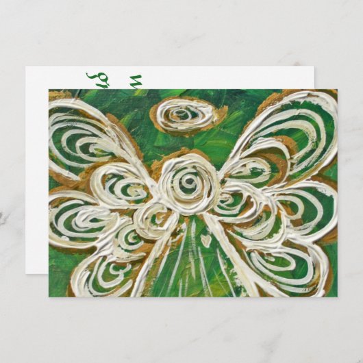 Groene Kerstengel Uitnodiging naar keuze (Voorkant / Achterkant)