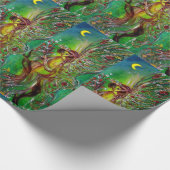 GROENE KERSTFEE ,GOUD SCHITTERT IN MAANLICHT CADEAUPAPIER (Hoek)