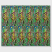 GROENE KERSTFEE ,GOUD SCHITTERT IN MAANLICHT CADEAUPAPIER (Vlak)