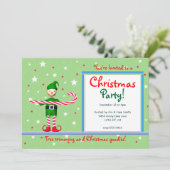 Groene Kerstfeest Candy Cane Elf Kaart (Staand voorkant)