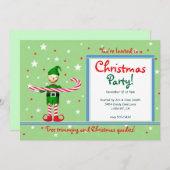 Groene Kerstfeest Candy Cane Elf Kaart (Voorkant / Achterkant)