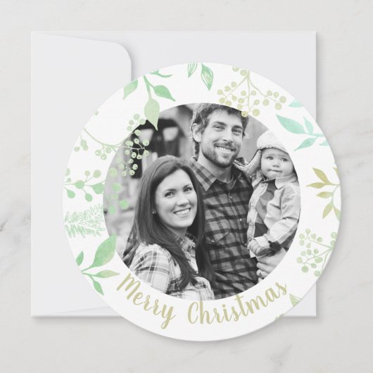 Groene kerstfeestdag met feestdagen - Fotokaart Kaart (Voorkant)
