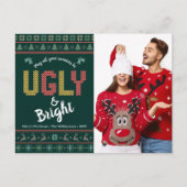 Groene Kerstfoto Nordic Ugly Sweater Tacky Feestdagenkaart (Voorkant)