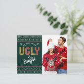 Groene Kerstfoto Nordic Ugly Sweater Tacky Feestdagenkaart (Staand voorkant)
