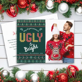 Groene Kerstfoto Nordic Ugly Sweater Tacky Feestdagenkaart