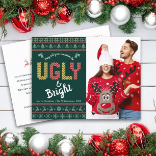 Groene Kerstfoto Nordic Ugly Sweater Tacky Feestdagenkaart