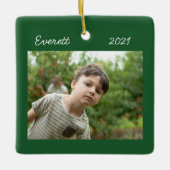 Groene kerstfoto-versiering keramisch ornament (Voorkant)
