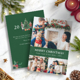 Groene kerstfotocollage-feestdag feestdagenkaart