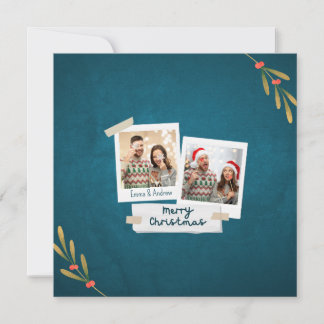 Groene kerstfotokaart met kleuren met groeten