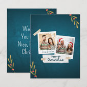 Groene kerstfotokaart met kleuren met groeten (Voorkant / Achterkant)