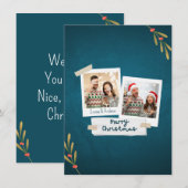 Groene kerstfotokaart met kleuren met groeten (Voorkant / Achterkant)