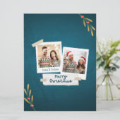 Groene kerstfotokaart met kleuren met groeten kaart (Staand voorkant)