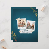 Groene kerstfotokaart met kleuren met groeten kaart (Voorkant / Achterkant in situ)