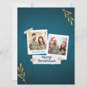 Groene kerstfotokaart met kleuren met groeten kaart