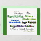 Groene kerstgroeten feestdagenkaart (Voorkant / Achterkant)