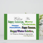 Groene kerstgroeten feestdagenkaart (Staand voorkant)