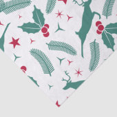 Groene kerstheilige en hertenpatroon tissuepapier (Detail)
