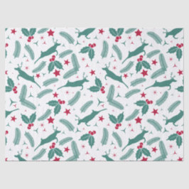 Groene kerstheilige en hertenpatroon tissuepapier