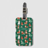 Groene kersthonden gepersonaliseerd bagagelabel (Voorkant (verticaal))