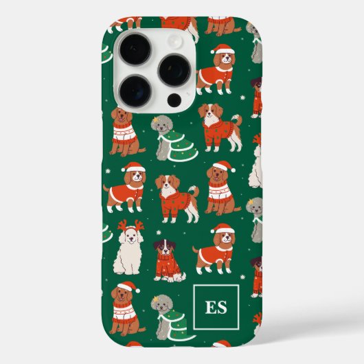 Groene Kersthonden Gepersonaliseerd Meisje Monogra Case-Mate iPhone Case (Achterkant)