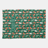 Groene kersthonden gepersonaliseerd theedoek (Horizontaal)