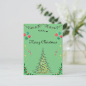Groene kerstkaart briefkaart (Staand voorkant)