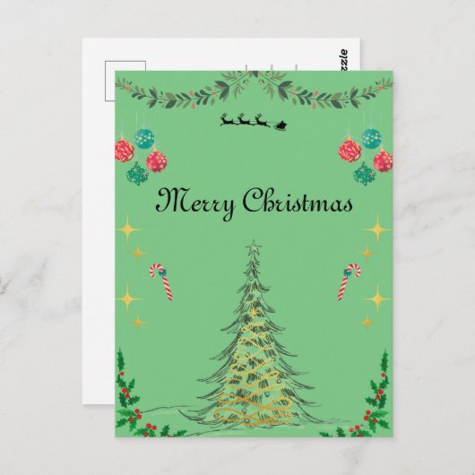 Groene kerstkaart briefkaart (Voorkant / Achterkant)